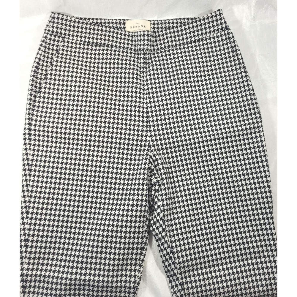 Sezane Women's Black/White Houndstooth‎ Ankle Pants Trousers - Sz 36 (US S-4)